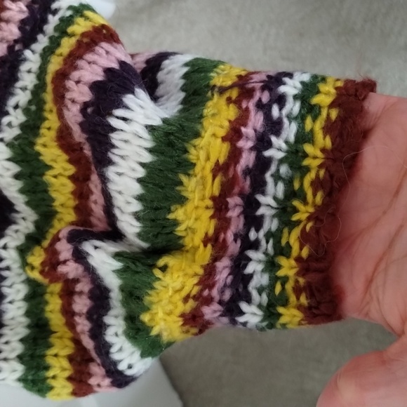 Jodifl multicolor Striped oversized sweater puff sleeve size large green yellow - Picture 5 of 14